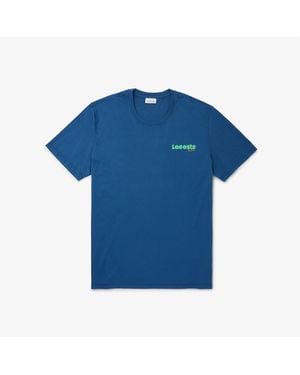 Lacoste Washed Effect Print T-Shirt – Plus Size – Tall - Blue