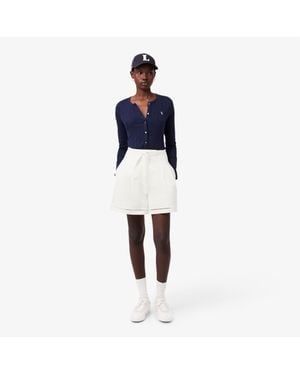 Lacoste Oversized Fluid Linen Blend Bermuda Shorts - White