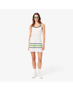 Lacoste Striped Cotton Tank Dress - White