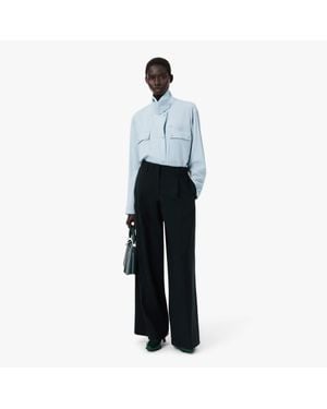 Lacoste Runway Wide Fit Wool Blend Pants - Blue