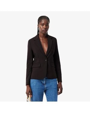 Lacoste Embroidered Logo Slim Fit Wool Blazer - Black