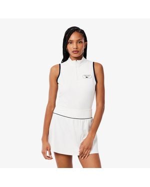 Lacoste Ultra Dry Badge Accent Tennis Heritage Tank Top - White