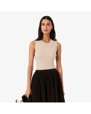 Lacoste Merino Wool 3D Knit Sleeveless Sweater - Black
