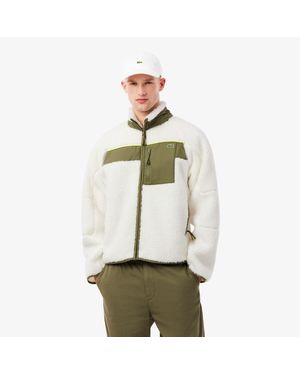 Lacoste Colorblock Sherpa Fleece Jacket - Green