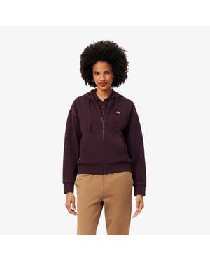 Lacoste Zip-Up Piqué Hoodie - Purple