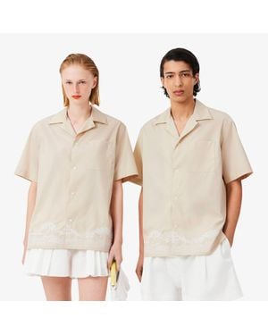 Lacoste Runway Relaxed Fit Embroidered Shirt - Natural