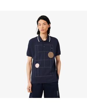 Lacoste Classic Fit Graphic Petit Piqué Polo Shirt - Blue