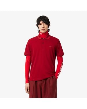 Lacoste Runway Classic Fit Silk Piqué Polo Shirt - Red