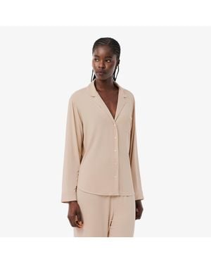 Lacoste Modal Jersey Pajama Set - Natural