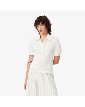 Lacoste Slim Fit Puffed Sleeve Fluid Jersey Polo Shirt - White