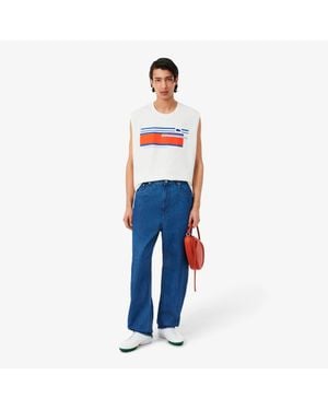 Lacoste Runway Wide Fit Denim Barrel Leg Jeans - Blue