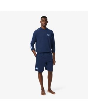 Lacoste Straight Fit Fleece Loungewear Shorts - Blue