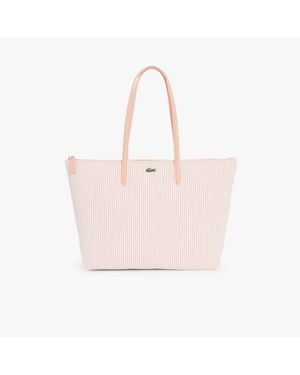 Lacoste Large Striped L.12.12 Concept Tote - Pink