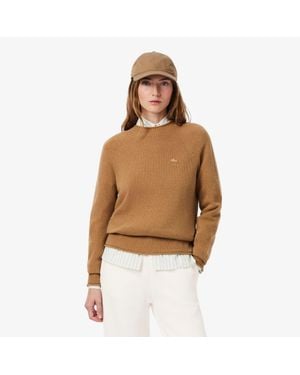 Lacoste 3D Knit Wool Sweater - Brown