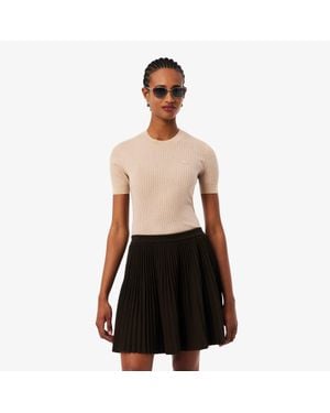 Lacoste Short Sleeve Merino Wool Rib Knit Sweater - Black