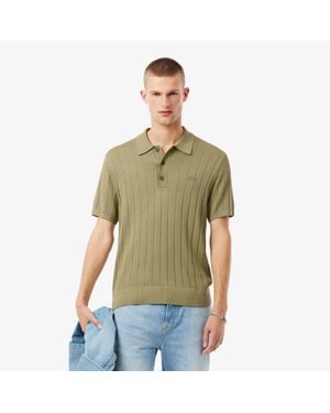 Lacoste Fluid Ribbed Knit Polo Collar Sweater - Green