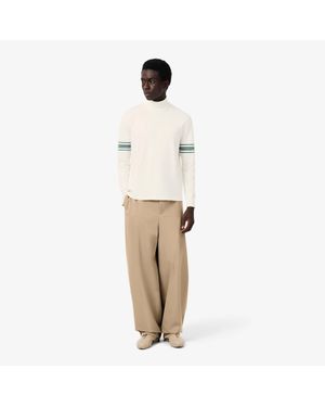 Lacoste Runway Straight Fit Tailored Stretch Pants - Natural