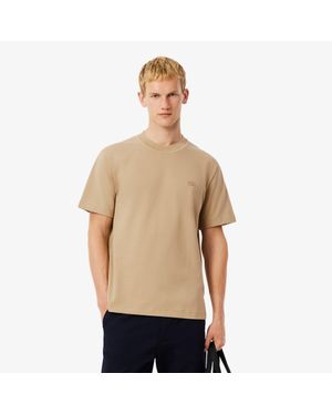 Lacoste Ribbed Neck Petit Piqué T-Shirt - Natural