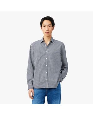 Lacoste Regular Fit Plaid Poplin Shirt - Blue