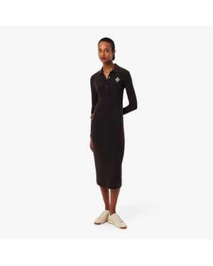 Lacoste Embroidered Badge Slim Fit Polo Dress - Black