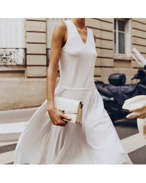 Lacoste Long Sleeveless Pleated Dress - White