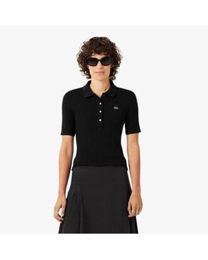 Lacoste Slim Fit Pointelle Knit Polo Shirt - Black
