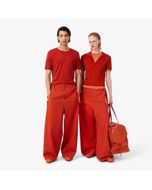 Lacoste Runway Loose Fit Taffeta Pants - Red