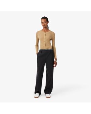 Lacoste Oversized Wool Blend Pleated Pants - Black