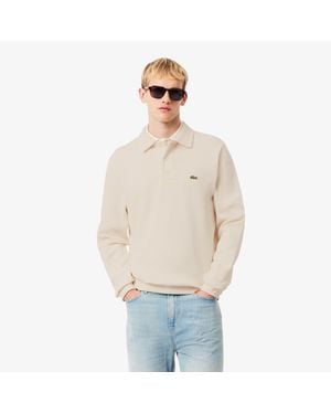 Lacoste Ribbed Cotton Polo Collar Sweatshirt - Natural