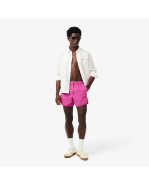 Lacoste Short Badge Accent Swim Trunks - Red