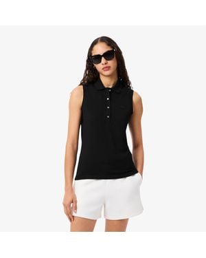 Lacoste Slim Fit L.12.D Sleeveless Stretch Polo - Black