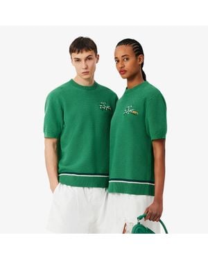 Lacoste Runway Floral Crocodile Piquã Sweater - Green