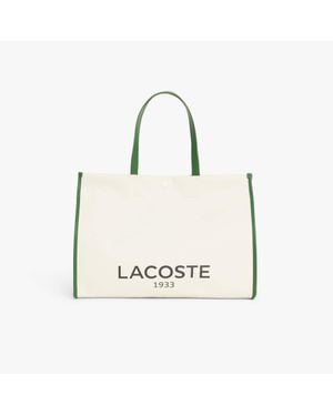 Lacoste Large Heritage Canvas Tote - White