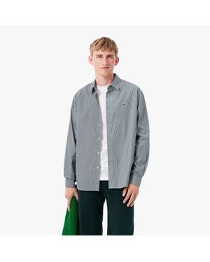Lacoste Regular Fit Striped Pinpoint Shirt - Gray