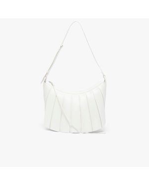 Lacoste Runway Xl Lenglen Suede Leather Hobo Bag - White