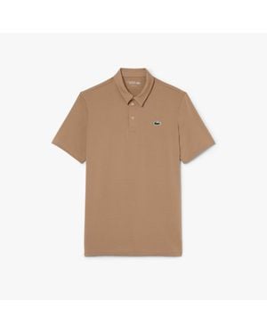 Lacoste Ultra Dry Striped Golf Polo Shirt - Natural