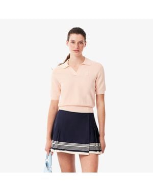 Lacoste Regular Fit Open Neck Badge Accent Knit Polo Shirt - Blue