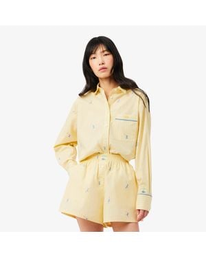Lacoste Oversized Shirt With Motifs - Yellow