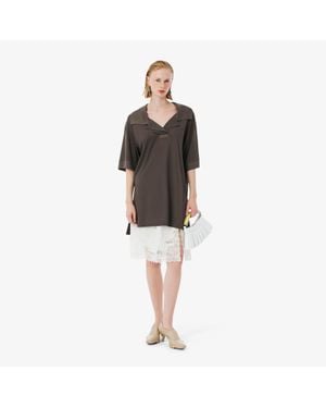 Lacoste Runway Silk Piqué Polo Collar Dress - Black