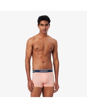 Lacoste 3-Pack Stretch Cotton Trunks - Pink