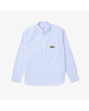 Lacoste Relaxed Fit Striped Oxford Shirt - Blue