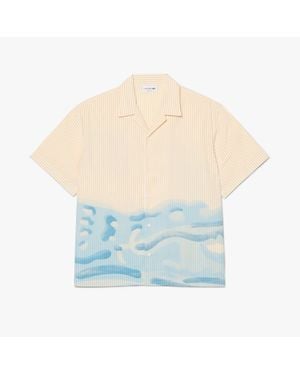 Lacoste Relaxed Fit Striped Crocodile Shirt - Blue