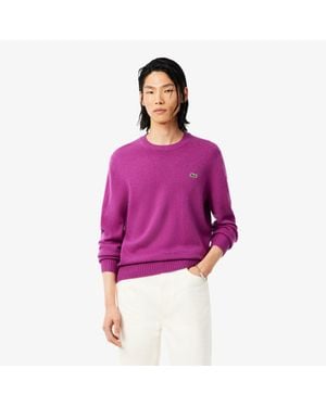 Lacoste Wool Crew Neck Sweater - Purple