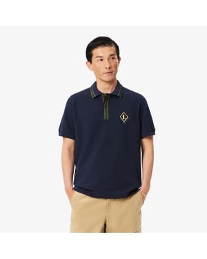 Lacoste Classic Fit French Made Badge Accent Polo Shirt - Blue