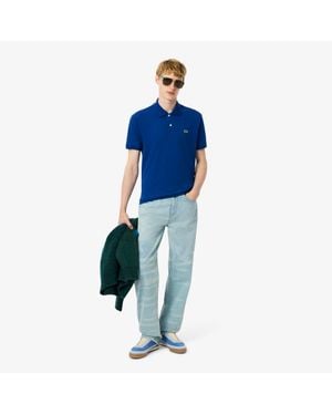 Lacoste Straight Fit Landscape Motif Denim Jeans - Blue