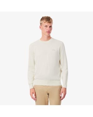 Lacoste Cotton Crew Neck Sweater - White