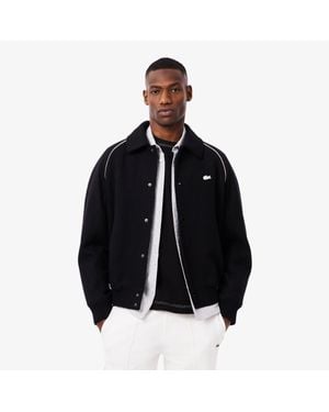 Lacoste Badge Accent Wool Varsity Jacket - Black