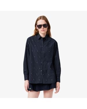Lacoste Oversized Striped Jacquard Shirt - Blue