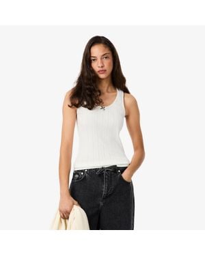 Lacoste Slim Fit Pointelle Knit Cotton Tank Top - White