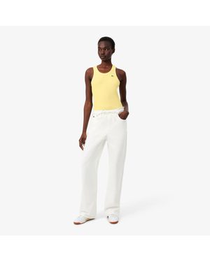 Lacoste Wide Leg Denim Jeans - White